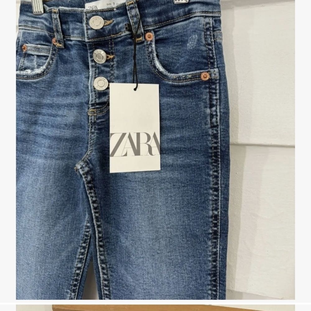 Stylish Blue Button Fly Flare Jeans for Girl's 8-9 Years